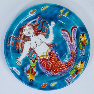 Sicilian handmade Circular Plate DS Mermaid 25 cm PT25DS-03 Sicilian handmade Circular Plate DS Mermaid 25 cm PT25DS-03